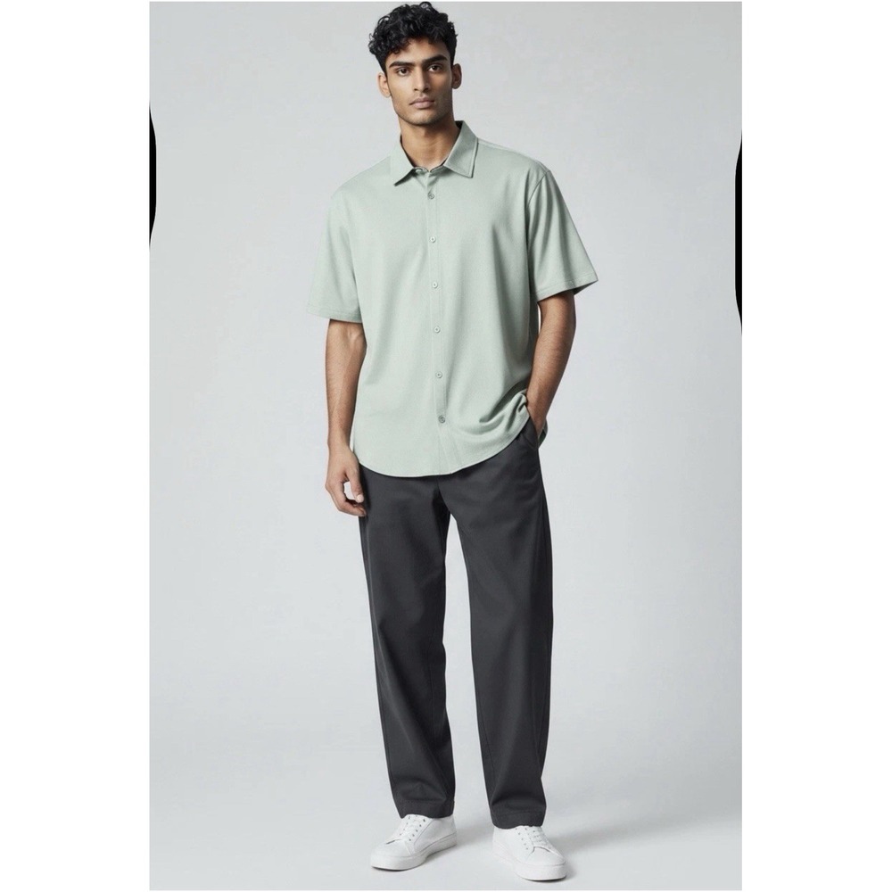Kenneth Cole Men's Short Sleeve Woven Shirt Green Size Small